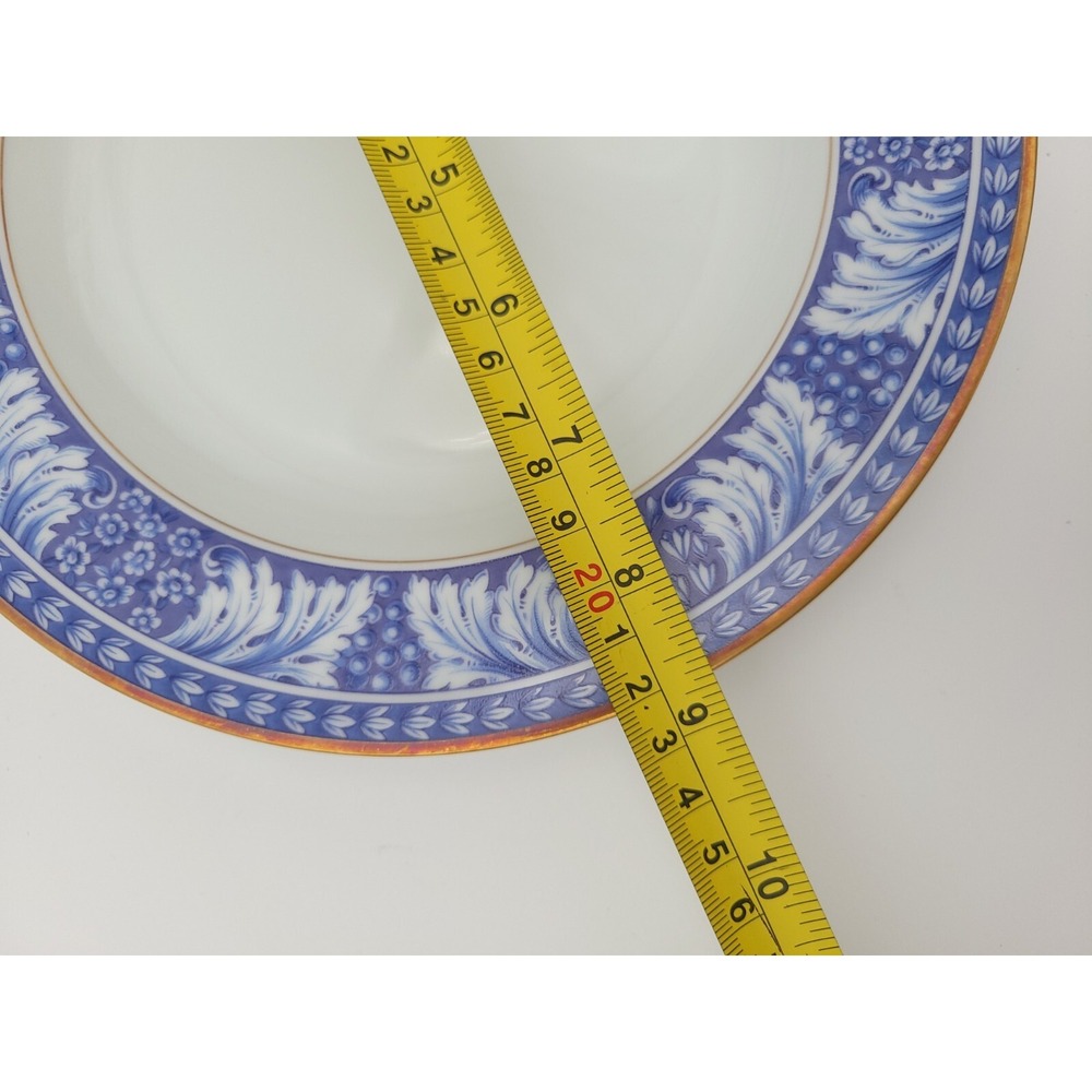 Set Of 4 Block China Spal Obidos Blue Floral Gold Trim Shallow Soup Bowls - Picture 8 of 9